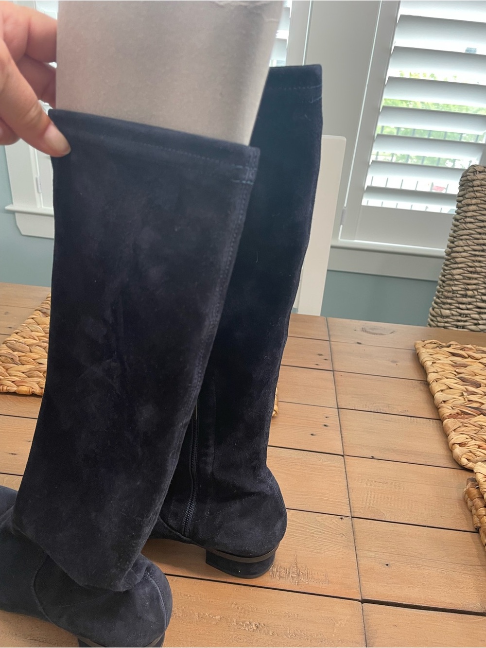 Aquatalia Navy Suede Knee-High Heeled Boots - 8- NEW 💙 - Picture 3 of 7